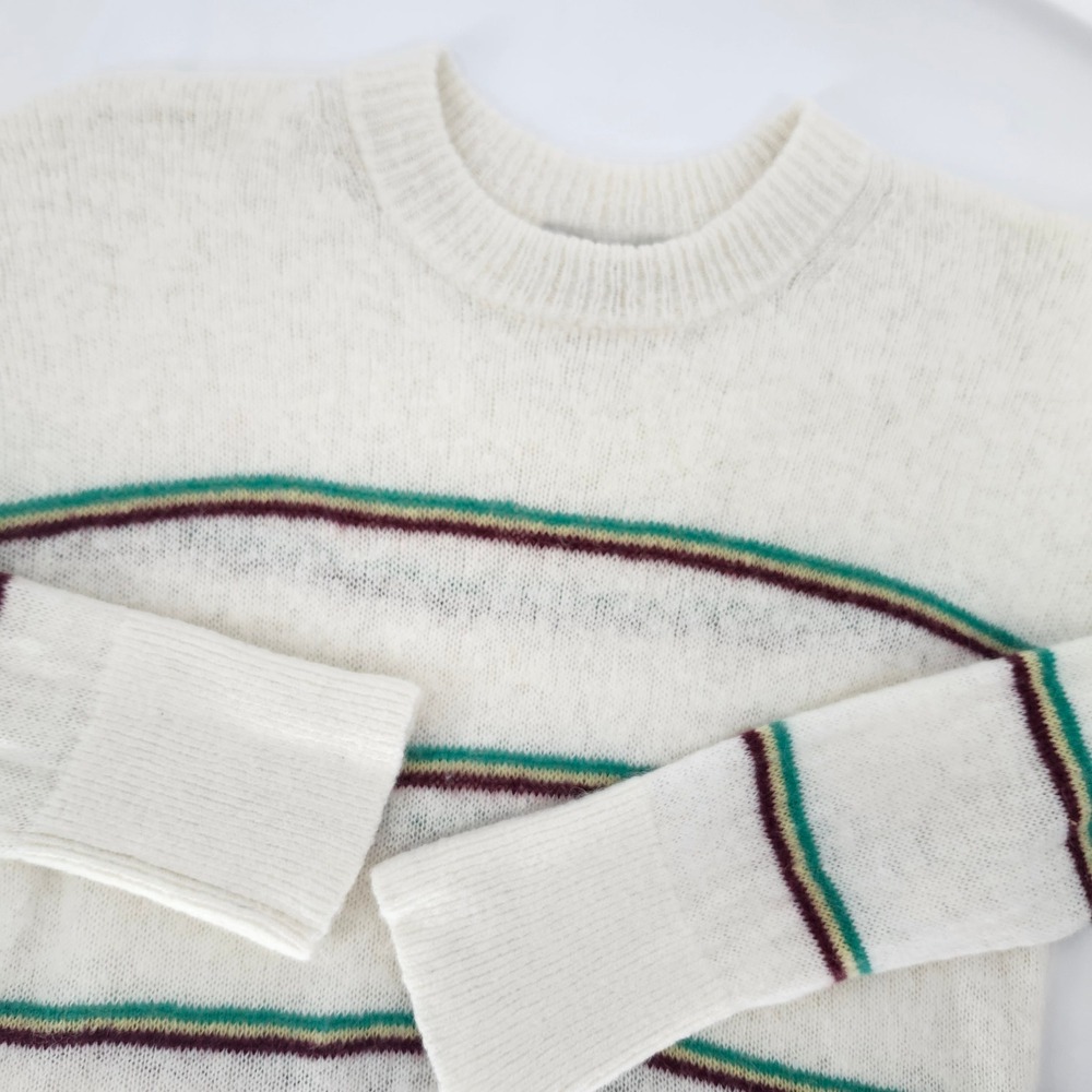 Joie Womens Y2K Retro Grandpacore Sweater XS Cream Striped Wool Alpaca Blend